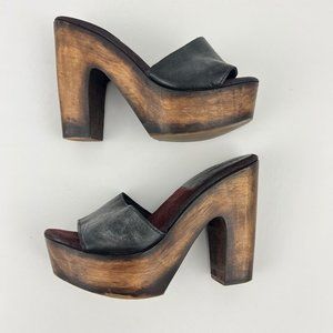 Freebird by Steven Cuba Wood Heels Slide Size 7